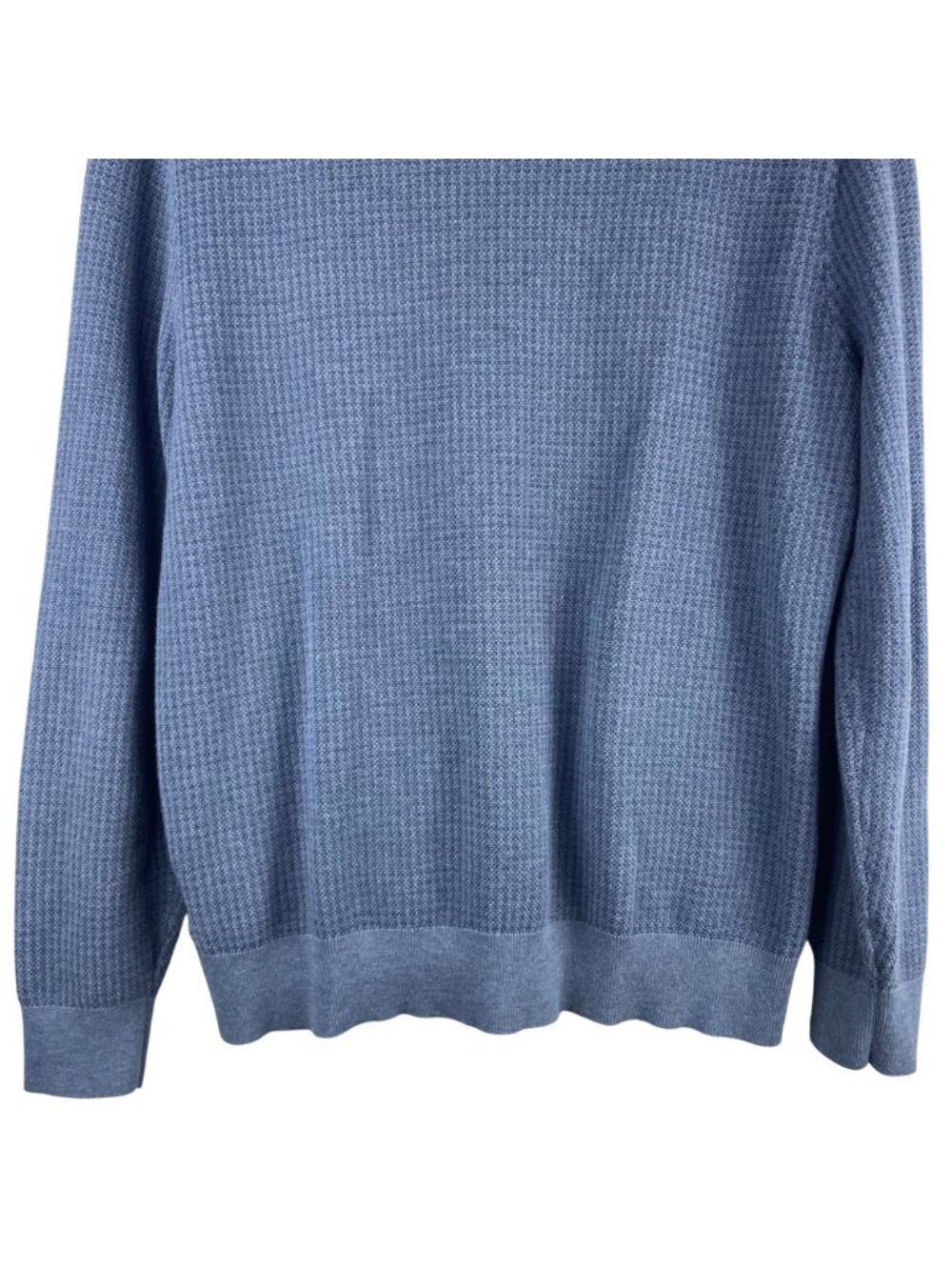 Brooks Brothers Supima Cotton Blue Full-Zip Sweater Medium Waffle Knit Design - Picture 10 of 11